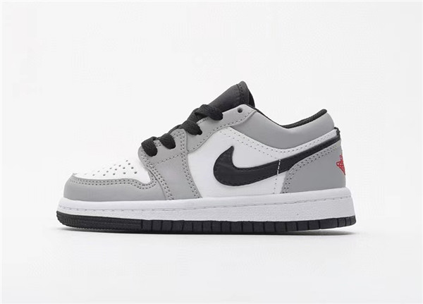 Youth Running Weapon Air Jordan 1 Grey/White Low Top Shoes 0072